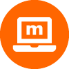 ícone de um computador na cor branca com fundo laranja