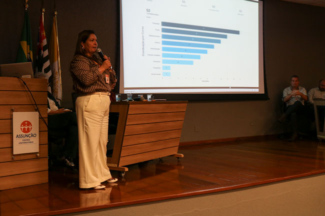 Prof.ª Dr.ª Valéria Batista Edo durante o encerramento do encontro.