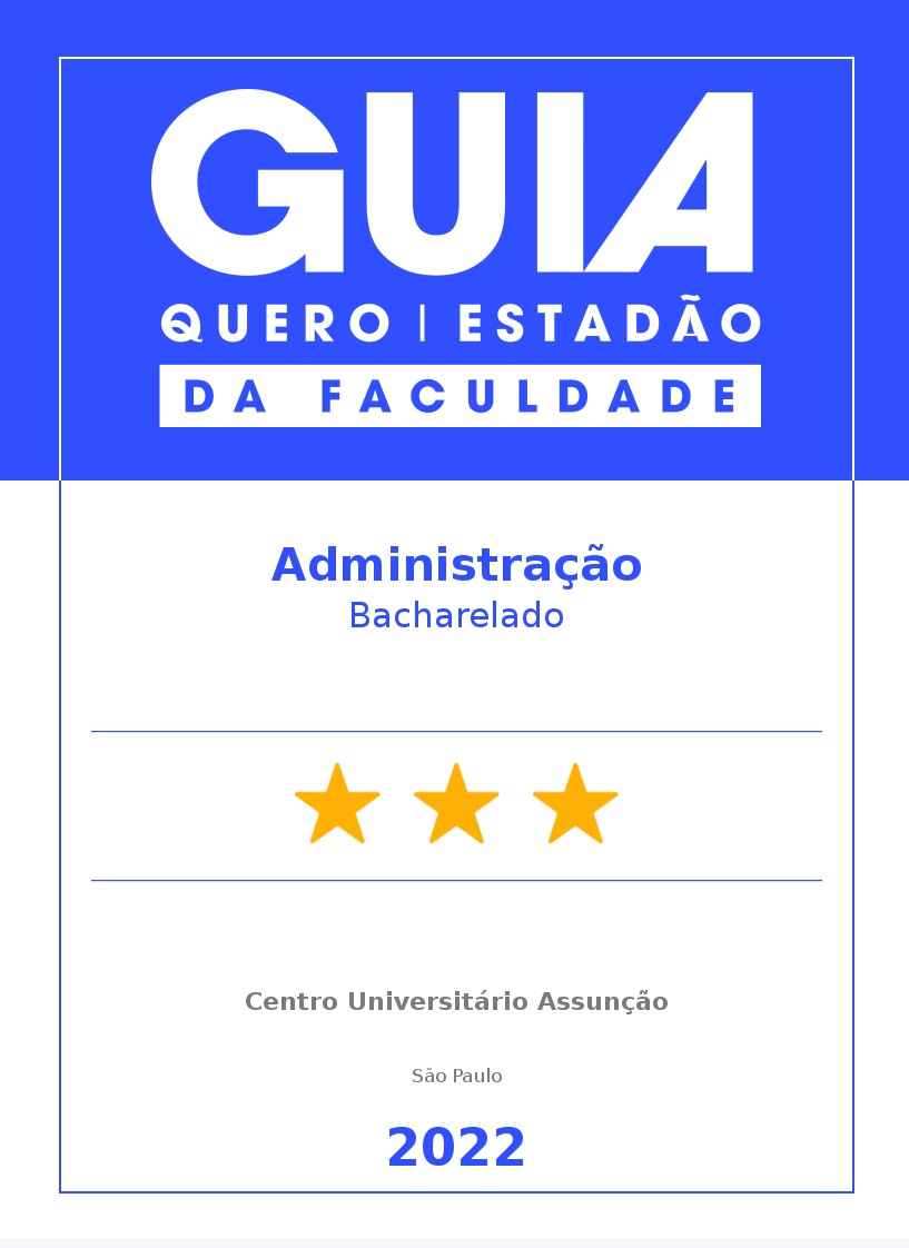 Imagem do Guia do Estudante Estadão 2022 do curso de Admistração Bacharelado - 3 estrelas